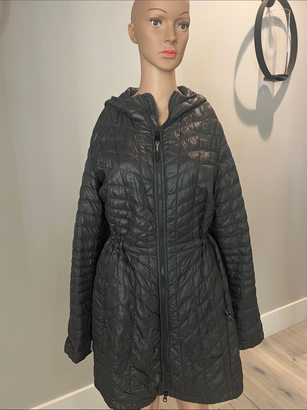 The North Face Women's Quilted Hooded Puffer Coat in Charcoal